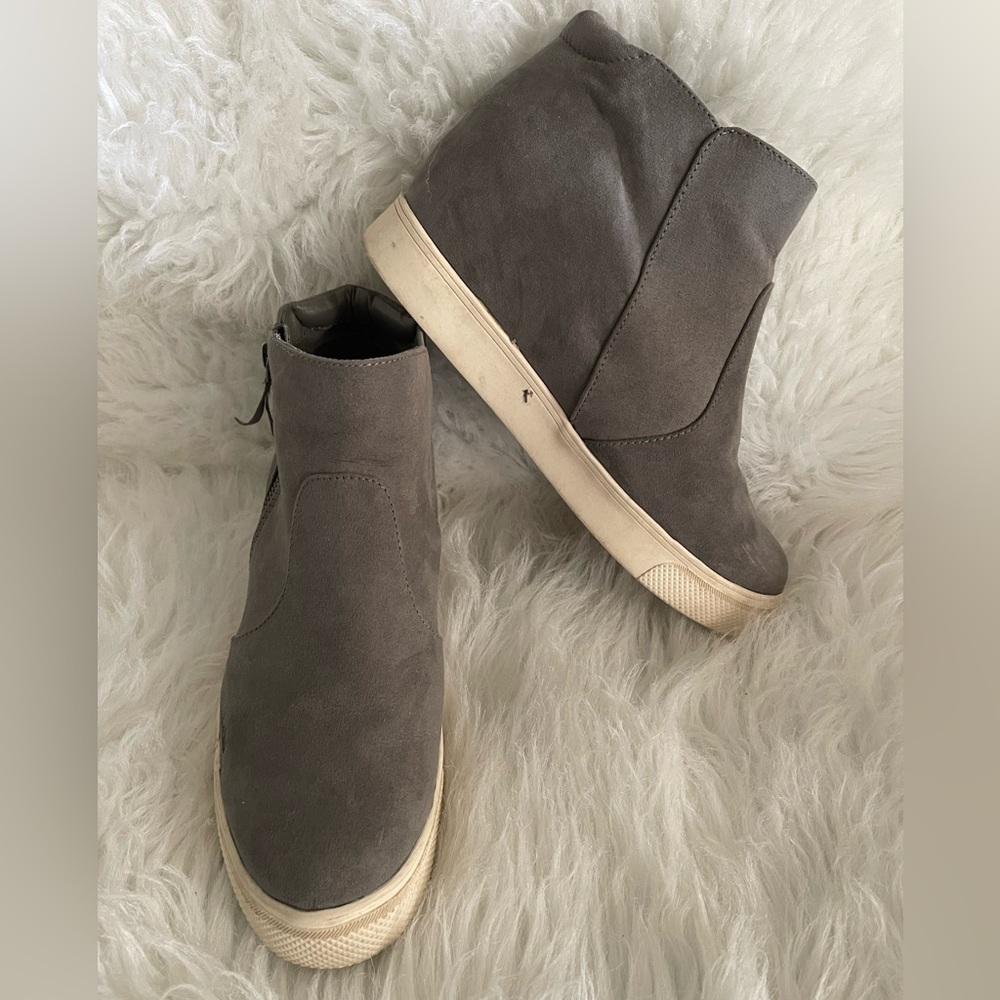 Grey suede booties